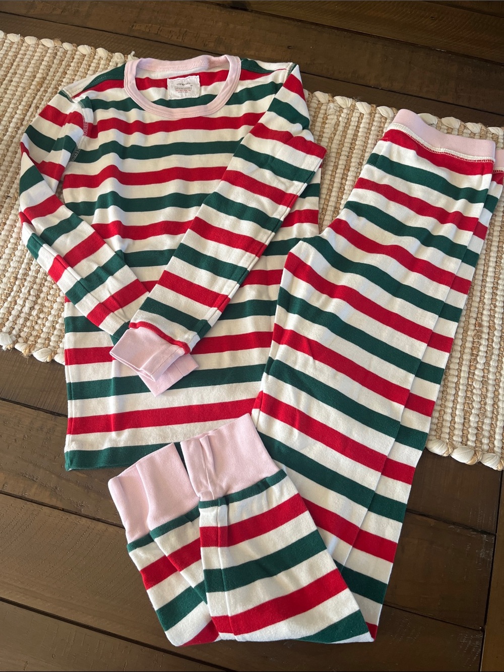 J. Crew Kids Striped Pajama Set in Pink, Red & Green